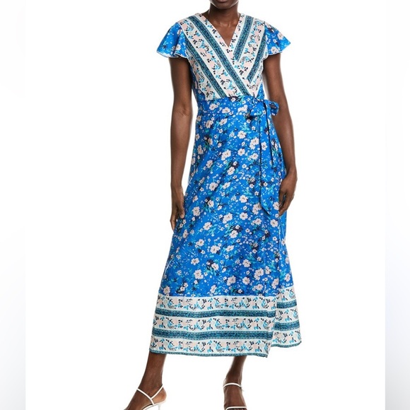 Chic Blue Floral Wrap Maxi Dress - Picture 3 of 7